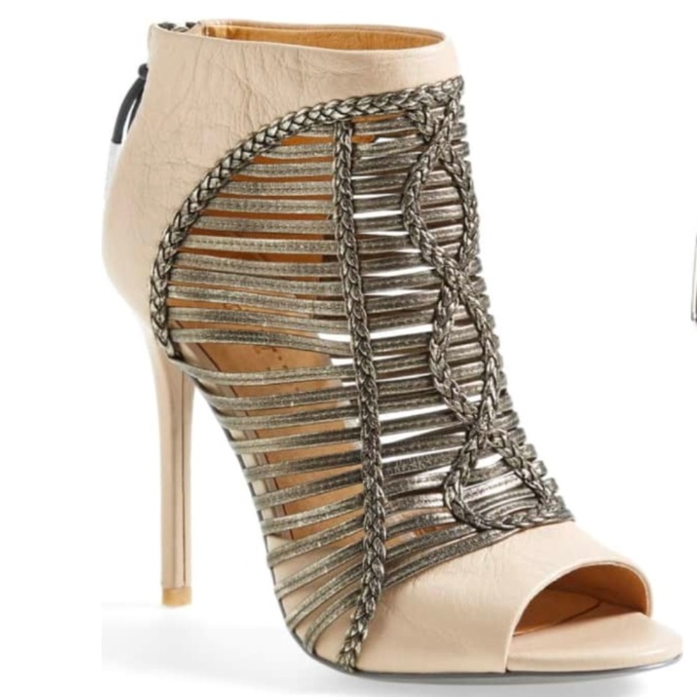 L.A.M.B. Lace Peep-Toe Bootie. Size 8.5